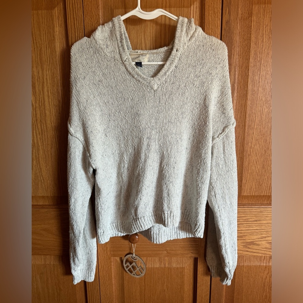 Grey Hooded Knit Sweater - Small